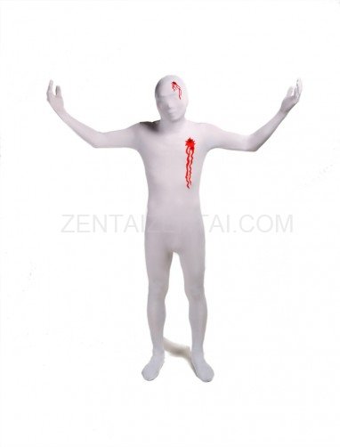 White Gun Shot Blood Full Body Halloween Spandex Holiday Unisex Cosplay Zentai Suit