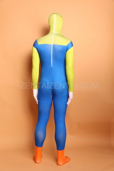 Yellow and Blue Big Beard Digital Full Body Halloween Spandex Holiday Unisex Cosplay Zentai Suit