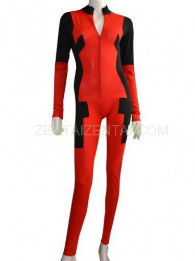 2015 Deadpool Costume Front Open Catsuit Without Hood Hand Feet
