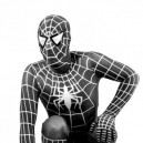 Supply White Stripe Black Lycra Spandex Spiderman Morph Zentai Costume - Spider man 3 Costume