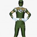 Green And White Shiny Metallic Morph Zentai Suit