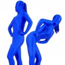 Blue Lycra Spandex Unisex Morph Zentai with Horse Tail