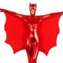 Shiny Metallic Red Bat Unisex Catsuit