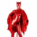 Shiny Metallic Red Bat Unisex Catsuit