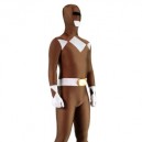 Coffee with White Lycra Spandex Super Hero Unisex  Morph Zentai Suit