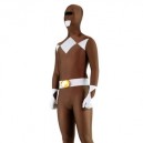 Coffee with White Lycra Spandex Super Hero Unisex  Morph Zentai Suit