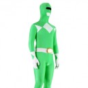 Green And White Lycra Spandex Unisex Super Hero Morph Zentai Suit 