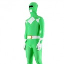 Green And White Lycra Spandex Unisex Super Hero Morph Zentai Suit 