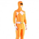 Orange And White Lycra Spandex Unisex Super Hero Morph Zentai Suit