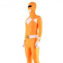 Orange And White Lycra Spandex Unisex Super Hero Morph Zentai Suit