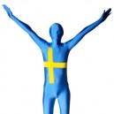 Sweden Flag Pattern Unisex Lycra Morph Zentai Suit