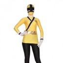 Yellow And Black Shiny Metallic Lycra Super Hero Morph Zentai Suit