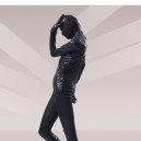 Black Leopard Shiny Metallic Unisex Morph Zentai Suits