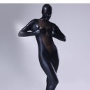 Black Shiny Metallic Lycra Female Morph Zentai Suit