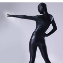 Black Shiny Metallic Lycra Female Morph Zentai Suit