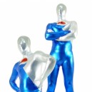 Supply Blue and Silver Shiny Metallic Unisex Catsuit