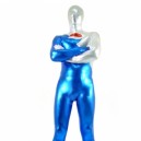Blue and Silver Shiny Metallic Unisex Catsuit