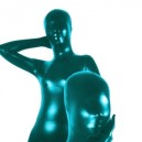 Cyan Shiny Metallic Unisex Morph Zentai Suit
