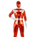 Supply Silver And Red Shiny Metallic Morph Zentai Suit