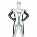Silver and Black Shiny Metallic Unisex Morph Zentai Suit