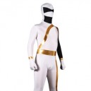 White And Gold Lycra Spandex Shiny Metallic Super Hero Morph Zentai Suit