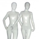 White Cream Shiny Metallic Unisex Morph Zentai Suit