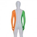 White Orange And Green Lycra Morph Zentai Suit For Men