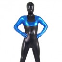 Black And Blue Shiny Metallic Morph Zentai Suit