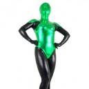 Black And Green Shiny Metallic Morph Zentai Suit