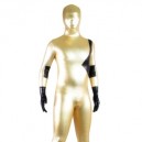 Gold And Black Shiny Metallic Lycra Spandex Morph Zentai Suit