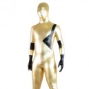 Gold And Black Shiny Metallic Lycra Spandex Morph Zentai Suit