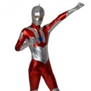 Red Gray Shiny Metallic Morph Zentai Men's Suit