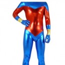 Suitable Blue And Red Shiny Metallic Unisex Morph Zentai Suit