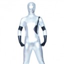 White And Black Shiny Metallic Unisex Morph Zentai Suit