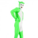 White And Green Shiny Metallic Morph Zentai Suit
