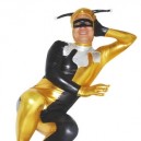 Yellow And Black Shiny Metallic Unisex Morph Zentai Suit