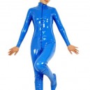 Deep Blue PVC Front Open Unisex Catsuit 