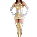 Supply Cheap Gold Shiny Metallic Lace Trim Sexy Dress