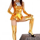 Gold Shiny Metallic Bowknot Mini Skirt Suit