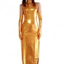 Supply Suitable Top Gold Shiny Metallic Sexy Dress