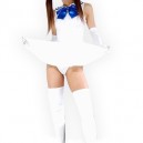 Suitable White Shiny Metallic Bowknot Mini Skirt Suit