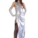 Unusual Silver Shiny Metallic Sexy Dress