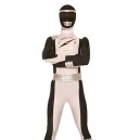 Black And White GouGou Senta Lycra Shiny Metallic Super Hero Costume 