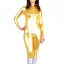 Supply Golden Shiny Metallic Front Open Unisex Catsuit