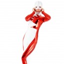 Lycra Spandex White Unisex Catsuit with Red Shiny Metallic Pattern Lycra Spandex White Unisex Catsuit with Red Shiny Metallic Pattern
