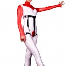 Supply Shiny Metallic White with Red Unisex Catsuit