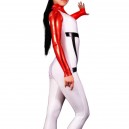Shiny Metallic White with Red Unisex Catsuit