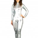 Supply Silver Shiny Metallic Front Open Unisex Catsuit