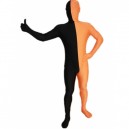 Black And Orange Fullbody Full Body Lycra Spandex Morph Zentai Suits Split Morph Zentai Suit