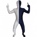 Navy blue And White Fullbody Full Body Lycra Spandex Morph Zentai Suits Split Morph Zentai Suit
